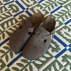 birkenstock boston clog in espresso brown wool narrow width